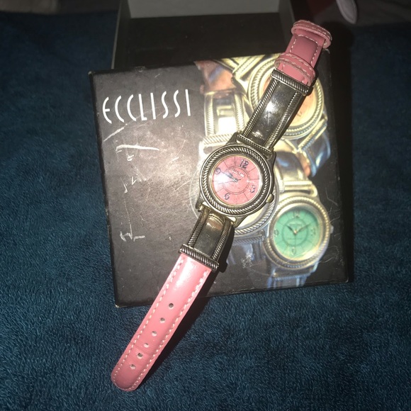 sterling silver watch with pink leather band - Picture 3 of 3